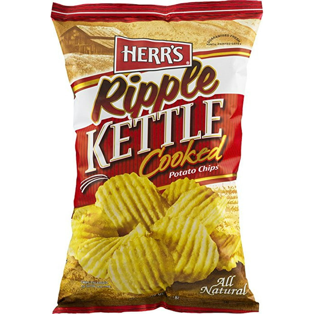 Herr's Kettle Cooked Ripple Potato Chips - 8 Oz. (3 Bags) - Walmart.com ...