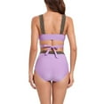 thumbnail image 5 of Elainilye Fashion Womens Bikini Swimsuits Two Piece Bathing Suit Swimwear Sexy Casual Bikini Set High Waisted Bikini Swimsuit,Purple, 5 of 7