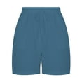 thumbnail image 4 of Iugvhana Womens Casual Soft Cotton and Linen Shorts Lightweight Solid Color Drawstring Elastic Waist Knee Length Lightweight Comfy Short Pants with Pockets Navy XL, 4 of 6