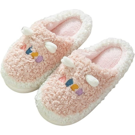 

PIKADINGNIS Women Cute House Slippers Animal Cozy Fluffy Plush Faux Fur Slides Soft Memory Foam Indoor Outdoor Shoes