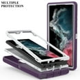 thumbnail image 5 of Xhy for Samsung Galaxy S22 Ultra Case 6.8" 2022 Rugged Rubber Durable 3 in 1 Protective Samsung S22 Ultra 5G Phone Cover for Girl Men Women Cute (Purple), 5 of 5