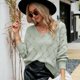 thumbnail image 3 of Suéter de manga larga de estilo europeo y americano para mujer 2023 Otoño e invierno suéter de punto suelto con cuello en V suéter de color sólido, 3 of 3
