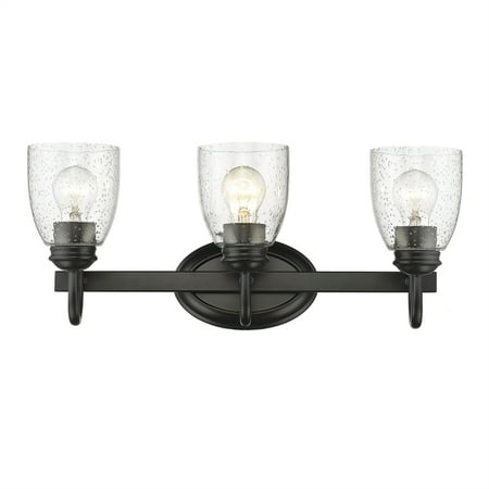 - Beaumont Lane 3 Light Bath Vanity in Black with Seeded Glass