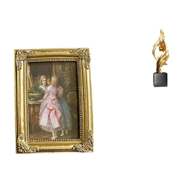 Marco De Fotos De Resina Con Escultura Decorativa, Soporte De Exhibición De Figuras, Marco De Fotos Con Frente De Vidrio Para Escritorio, Mesa, Pared, Dormitorio, Oficina, Casa De Campo,