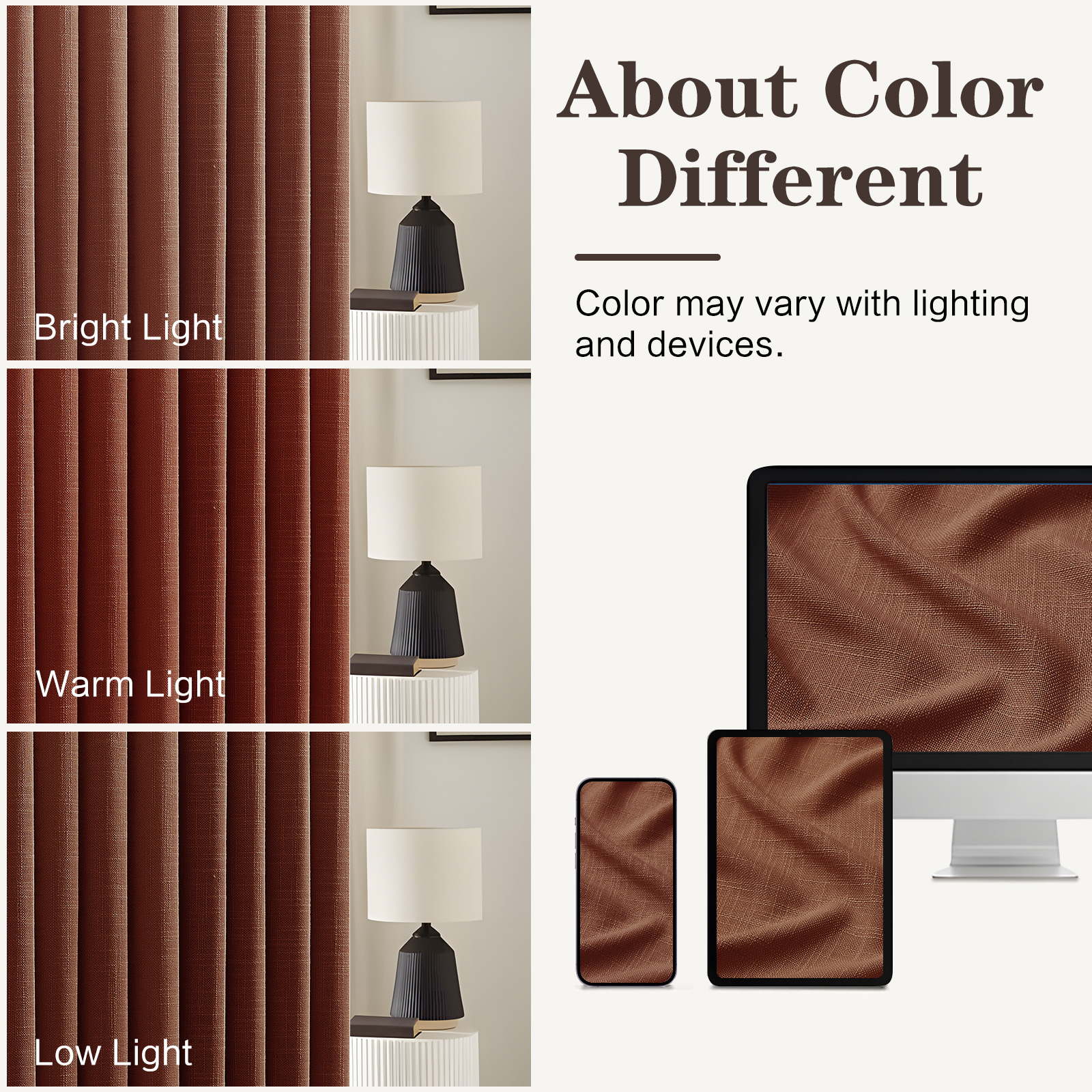 Galenzoov 40×108 inch 2 Panels Pinch Pleated Linen Curtains for Home, Light Filtering Airy & Privacy Protection Breathable Window Drapes for Bedroom, Living room, Office, Chestnut Brown