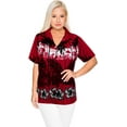thumbnail image 4 of HAPPY BAY Women's Button Down Blouses Casual Summer Beach Party Short Sleeve Blouse Shirt Button up Dress Hawaiian Shirts Tank Top for Women XXL Floral, Red, 4 of 5
