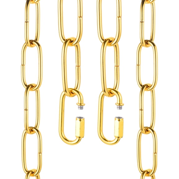 Uxcell 6ft Lighting Hanging Chain, 4mm/0.16" Looping Metal Pendant Chandelier Chain Extension with 2 Quick Link Lock for Hanging Plant Pendant Chandelier Light Fixture, Gold Yellow