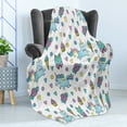 thumbnail image 4 of Unicorn Cat Soft Flannel Fleece Throw Blanket, Girls Pattern Hearts Stars Flowers Ice Cream Funny, Cozy Plush for Indoor and Outdoor Use, 50" x 60", Pale Blue Lavender, by Ambesonne, 4 of 5