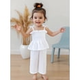 thumbnail image 5 of Loicainy Baby Girls Summer clothes 2-Piece Set, Bow Sling Ruffle Top  Waffle Pants Outfits, 95%Cotton Soft Set 6-9M-4-5T for Hot Days, 5 of 9