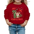 thumbnail image 3 of PMVFHDE Chandail de Noël Imprimé pour Filles, Chandail à Col Rond, Manches Longues, chandail Décontracté, Haut Doux et à la Mode pour les Vacances, Rouge, 8-9 Ans, 3 of 5