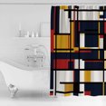 thumbnail image 2 of Abstract Geometric Shower Curtain, 72" x 72", Red Blocks Waterproof Bathroom Curtain Washable Shower Curtain Set with 12 Hooks, 2 of 6