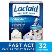 (3 pack) Lactaid Fast Act Lactose Relief Chewables, Vanilla, 32 Packs of 1 Count