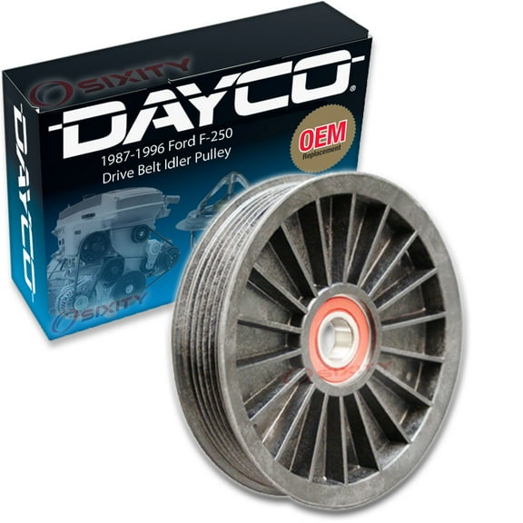 Dayco Drive Belt Idler Pulley compatible with Ford F-250 5.0L 5.8L 7.3L 7.5L V8 1987-1996
