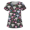thumbnail image 2 of Print Nursing Uniforms for Women Love Heart Printed V-Neck Breathable Scrub Tops Short Sleeve Professionals Soft Stretch Valentine's Day T-Shirts with Pockets black Small, 2 of 4