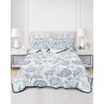 thumbnail image 3 of Light Blue Farmhouse Queen Size Down Alternative Comforter, Lightweight Comforter Quilt Bedding Set with Pillow Shams Retro Botanical Plant Fruit Leaf All Seasons Bed Comforter Duvet Insert 90"x96", 3 of 7