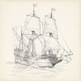 thumbnail image 2 of Foust, Richard 12x12 Gold Ornate Wood Framed with Double Matting Museum Art Print Titled - Antique Ship Sketch IV, 2 of 4
