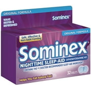 Angle View: Sominex Original Formula Tablets 32 ea (Pack of 6)