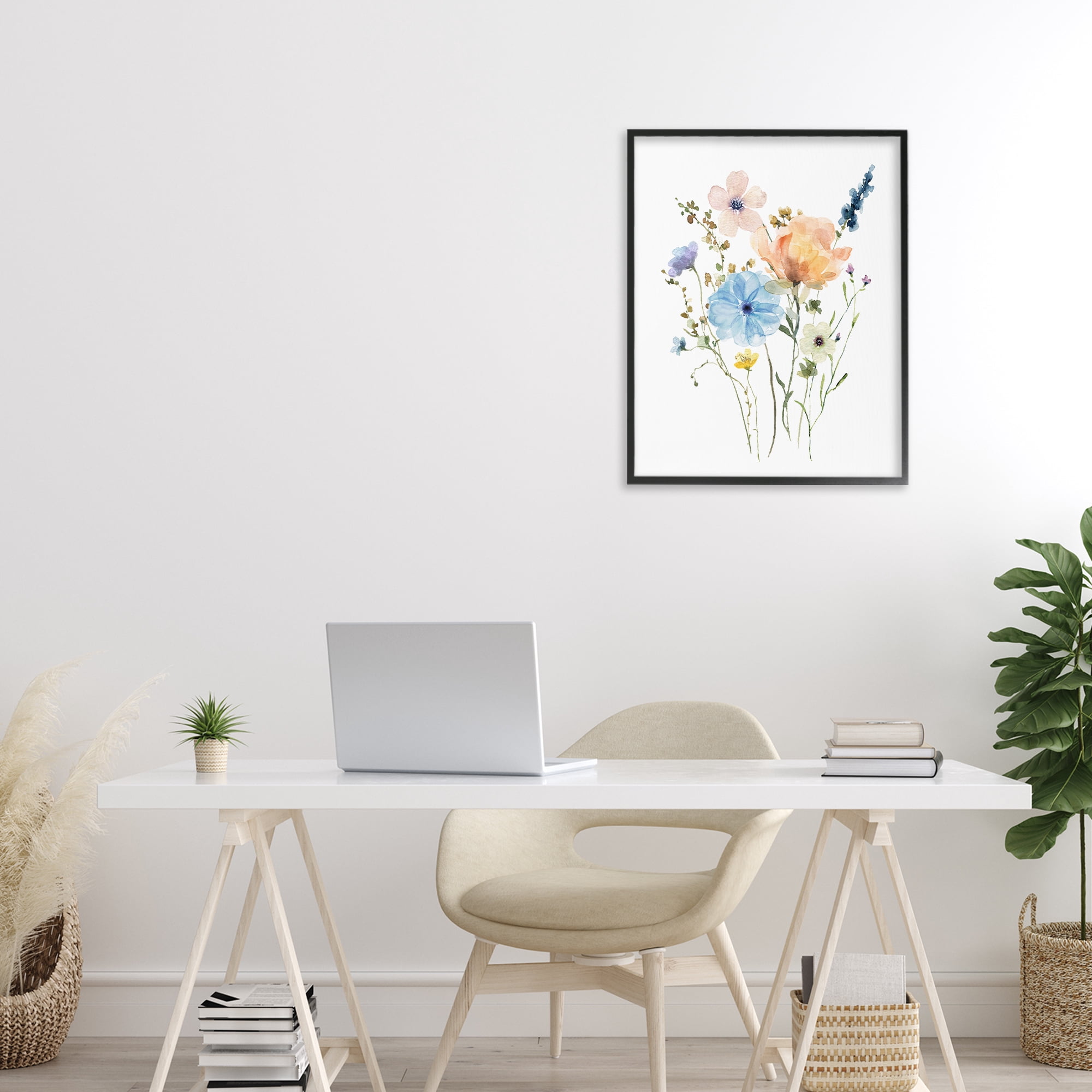 Stupell Industries Wildflower Sprig Bundle Black Framed Giclee Art, design by Livi Finn