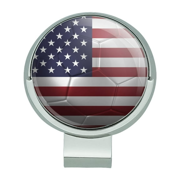 United States of America American USA Flag Soccer Ball Futbol Football Golf Hat Clip With Magnetic Ball Marker