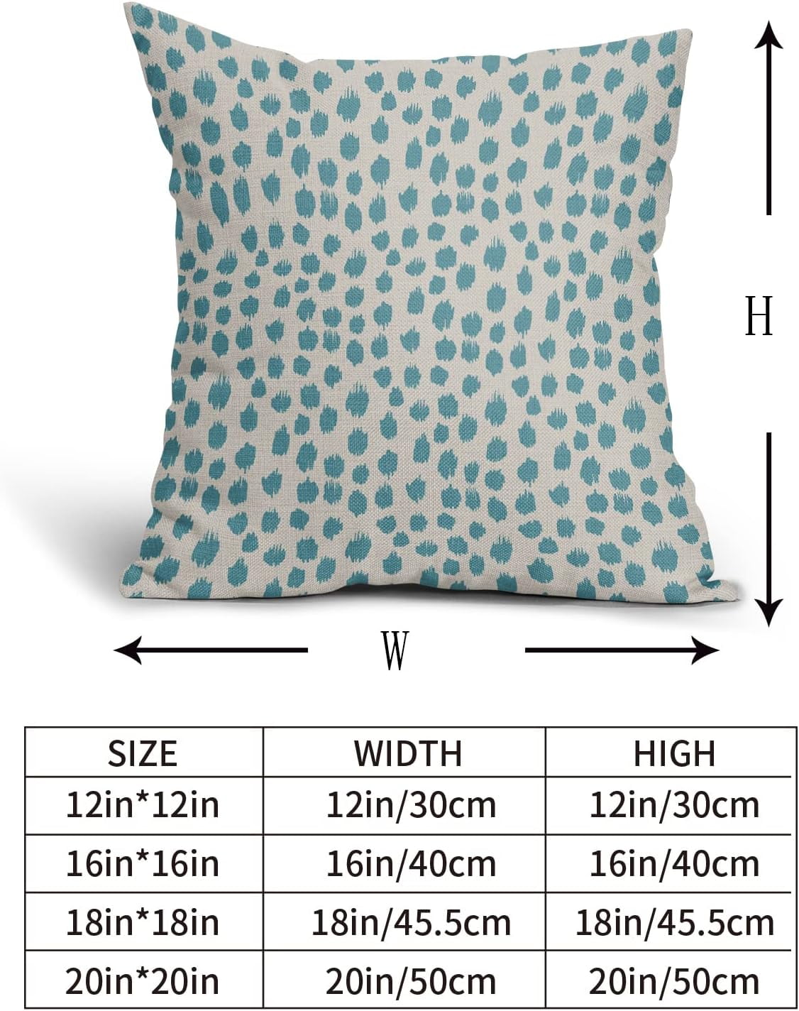 Aqua Cream Pillow Covers 16x16 Set of 2 Boho Design Polka Dot Throw Pillows Modern Brush Strokes Print Decorative Pillowcase Square Cushion Cover Linen Case for Home Sofa Couch Bed
