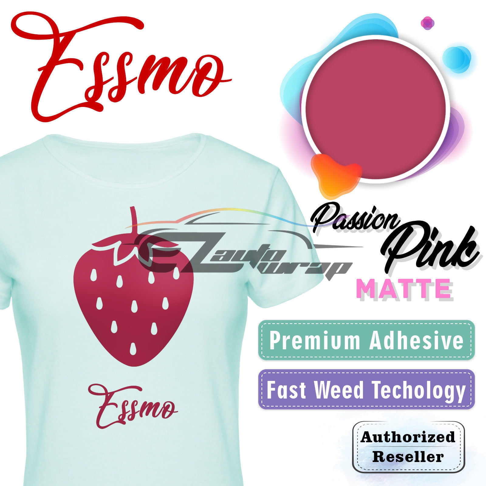 ESSMO Passion Pink Matte Solid Heat Transfer Vinyl HTV Sheet T-Shirt 20" Wide Iron On Heat Press DP08 20"x600"