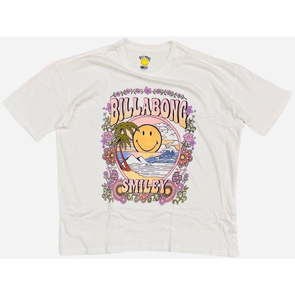 Billabong Women's X Smiley True Boy Oversized Boyfriend Relaxed Fit Tee T-Shirt (X-Small, Salt Crystal)