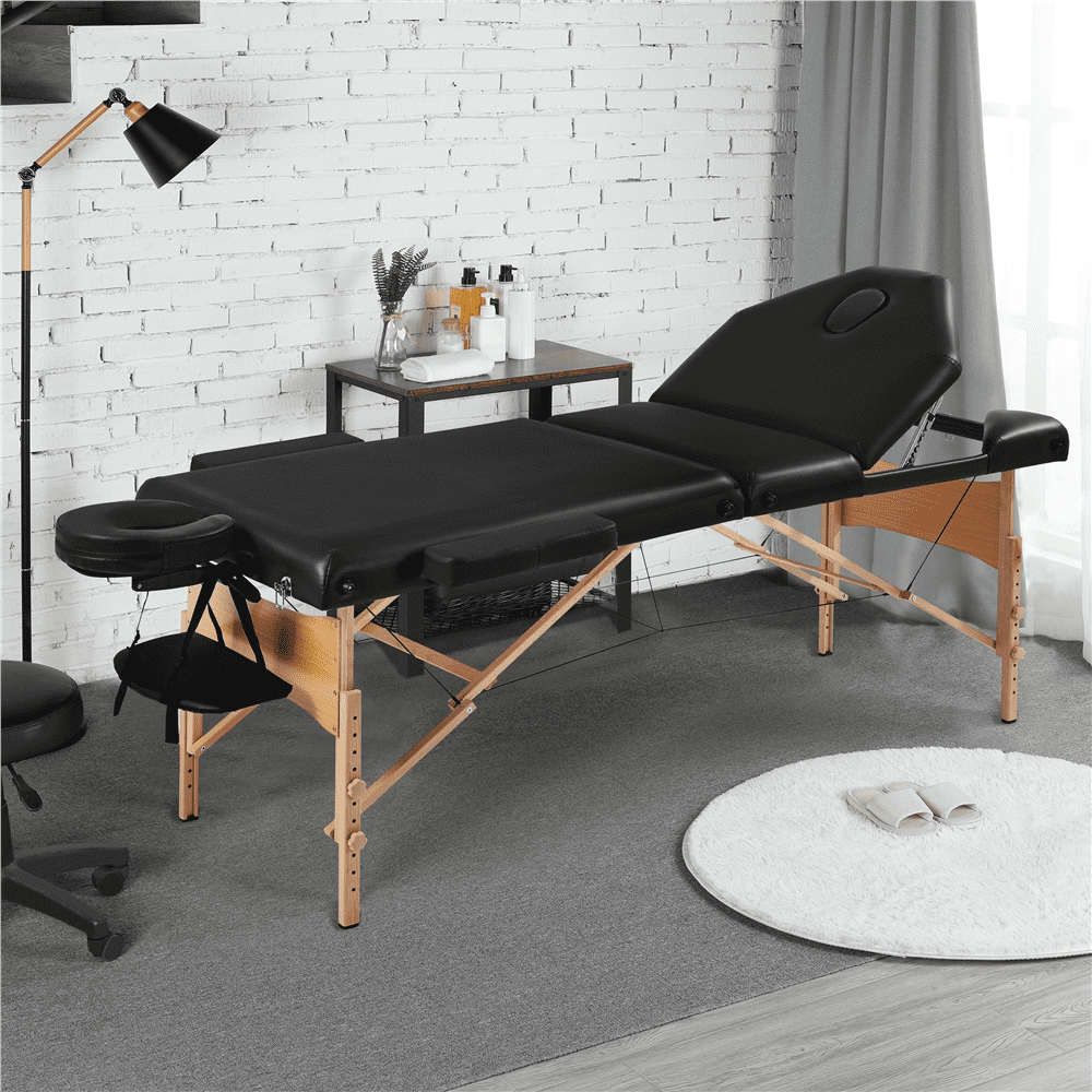 Renwick Professional Portable Massage Bed with Carrying Bag, Black