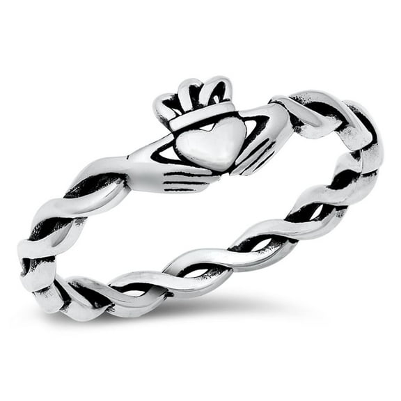 Irish Rope Claddagh Love Loyalty Ring .925 Sterling Silver Band Jewelry Female Male Unisex Size 10