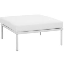 Modway Harmony Outdoor Patio Aluminum Fabric Ottoman in White/White