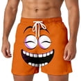 thumbnail image 2 of Mens Shorts Summer Casual Lightweight Elastic Waist Funny Face Graphic Straight Leg Beach Shorts with Pockets, 2 of 5
