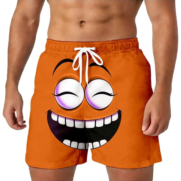 YUEHUA Men's 3D Cartoon Face Swim Trunks Quick Dry Board Shorts Funny Hawaiian Beach Vacation Bathing Suits with Pockets