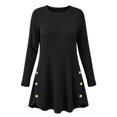 thumbnail image 2 of Women's Ribbed Knit Crewneck Tunic Tops Fall Long Sleeve Button Detail Fashion Lightweight Sweater S-XXL, 2 of 6