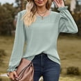 thumbnail image 4 of Timegard Blouse for Women Eyelet Scoop Neck Ruffle Long Sleeve Tops Fall Casual Comfy Tops Solid Color, 4 of 8
