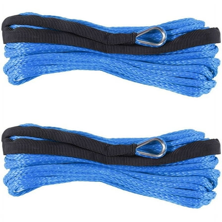2pcs 3/16 Inch x 50 Inch 7700 LBs Synthetic Winch Line Cable Rope with Protection Sleeve for ATV UTV (Blue)