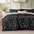 thumbnail image 1 of Juego de edredón Bedsure de tamaño completo negro con estampado floral, 1 of 7