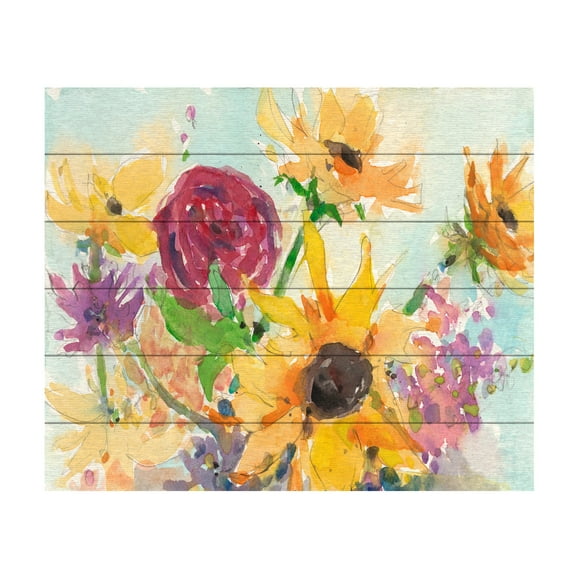 Samuel Dixon 'Bright Wild Flowers II' Wood Slat Art 18x22