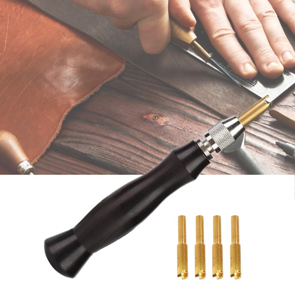 LYUMO Sandalwood Handle Brass Head Leather Creaser Edge Sealing Machine