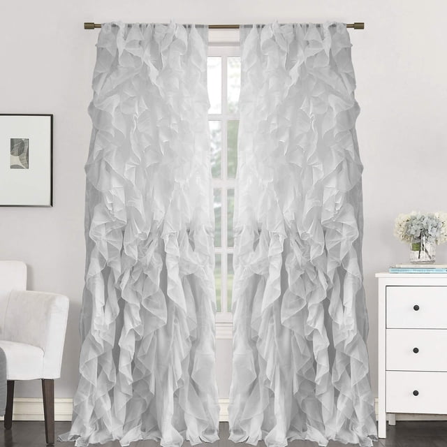 Cortinas Sweet Home Collection en gasa transparente con forma de cascada, 96 x 50 cm