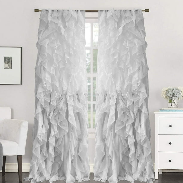 Cortinas Sweet Home Collection en gasa transparente con forma de cascada, 96 x 50 cm