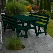 A & L Furniture Yellow Pine Couples Picnic Table with 2 Backed Benches