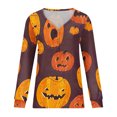 thumbnail image 3 of ICHUANYI Clearance Women's V-Neck Casual Long Sleeve Printed Buttoned Basic Ruched Tunic Tops T-shirts Blouses(Wine, L) ICHUANYI WER2023081512557, 3 of 4