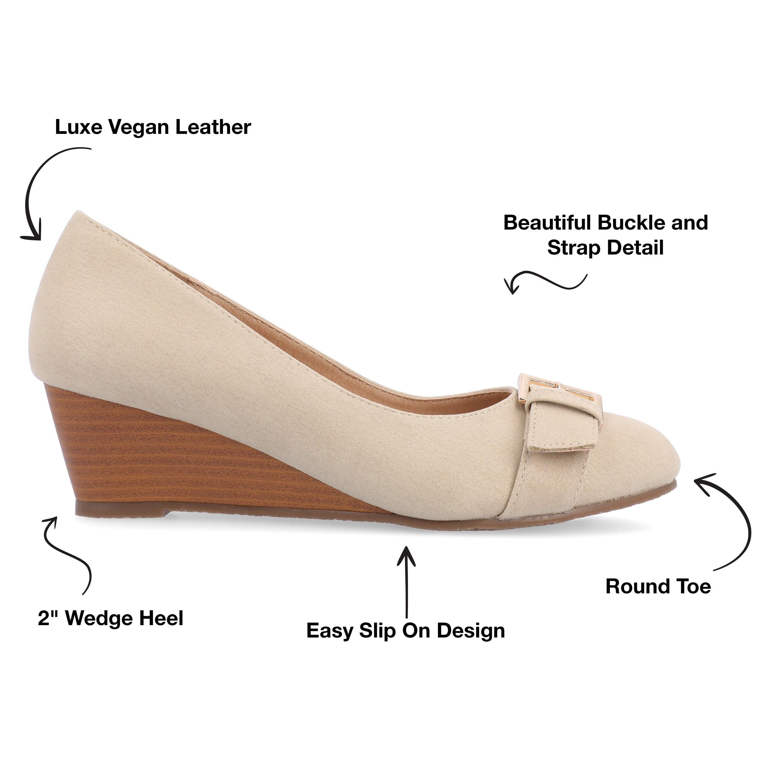 Journee Womens Graysn Comfort Insole Slip On Round Toe Wedge, Widths Available