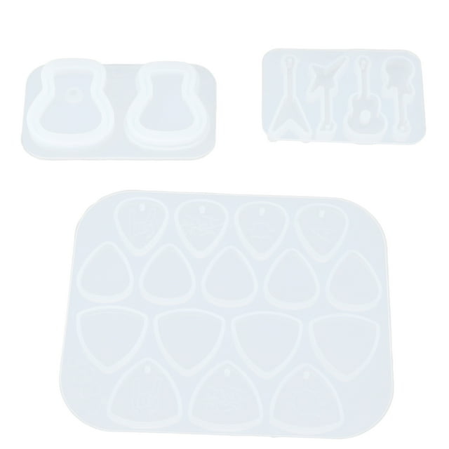 Kit de 3 moldes de resina con diseño exquisito, reutilizables, de silicona para púas de guitarra, para manualidades, llaveros, decoración, regalo