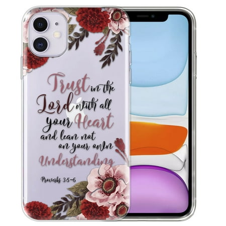 FINCIBO Soft TPU Clear Case Slim Protective Cover for Apple iPhone 11 6.1" 2019, Christian Quotes Proverbs 3:5-6