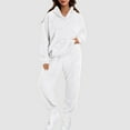thumbnail image 2 of White Outfits for Women Womens 2 Piece Outfits Hoodie Sweatsuit Sets Slim Sweatshirt Baggy Fall Fashion Sweatpants With Pockets Wool Long Sleeve Warm Pajamas Set Glitter Pant Suit for Women W White XS, 2 of 7