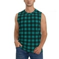 thumbnail image 2 of Picia Teal On Black Plaid mens Cotton Tank Undershirts , Moisture-wicking Ribbed Tanks, Lightweight Cotton Tank Undershirts-Large, 2 of 8