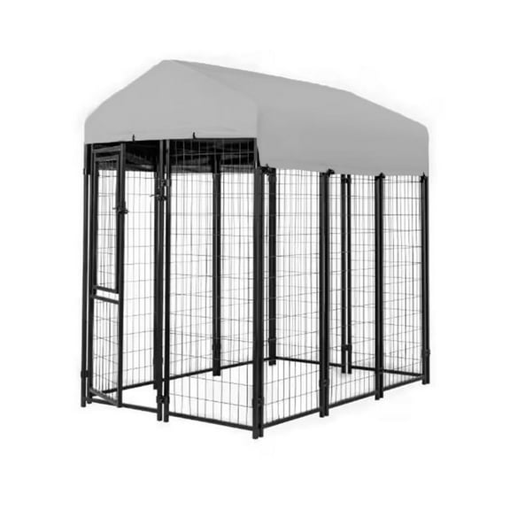 Garden Winds Custom Fit Replacement Canopy Top Cover Compatible with The KennelMaster DK646WC 6’ x 4’ x 6’ Welded Dog Kennel Playpen - Upgraded Performance RipLock 350 Fabric - Slate Gray