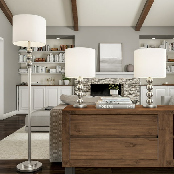 Set of 3 Matching Modern Stacked Balls Table and Floor Lamps by Lavish Home