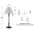 thumbnail image 4 of KAWOTI 26.5 in. Black Table Lamp with Pull Chain Switch and Pleated White Shade, 4 of 5