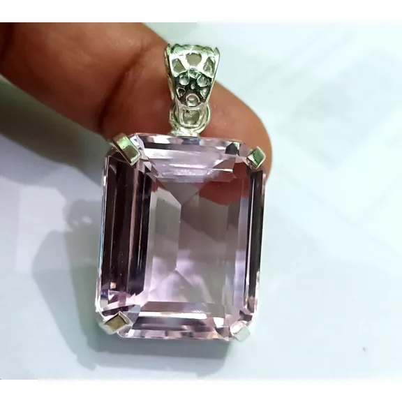 72 Ct Rose Quartz 925 Solid Silver Pink Color Pendant Loose Gemstone
